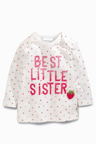 Ecru/Pink Strawberry Sister T-Shirt (0mths-2yrs)